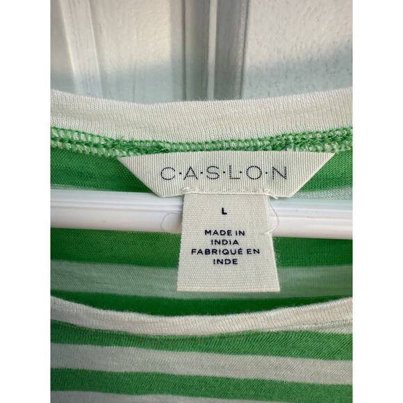 Caslon Women's Large Green & White Striped Tank Top LightWeight Cute NWT - Picture 8 of 10